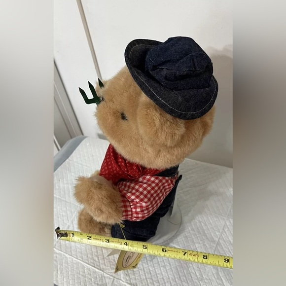 Rare Farmer Teddy Bear With Stand Christmas Treasures Collection 1995 Plush 14” - Picture 11 of 11